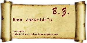 Baur Zakariás névjegykártya